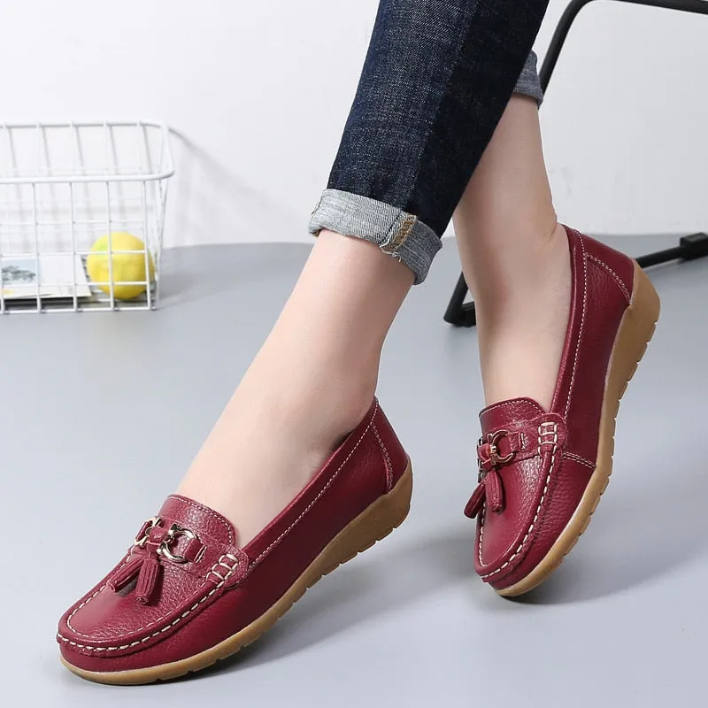 8053 Arc Crazy Horse Leather Platform Casual Shoes PHERON Ladies Deck Shoes