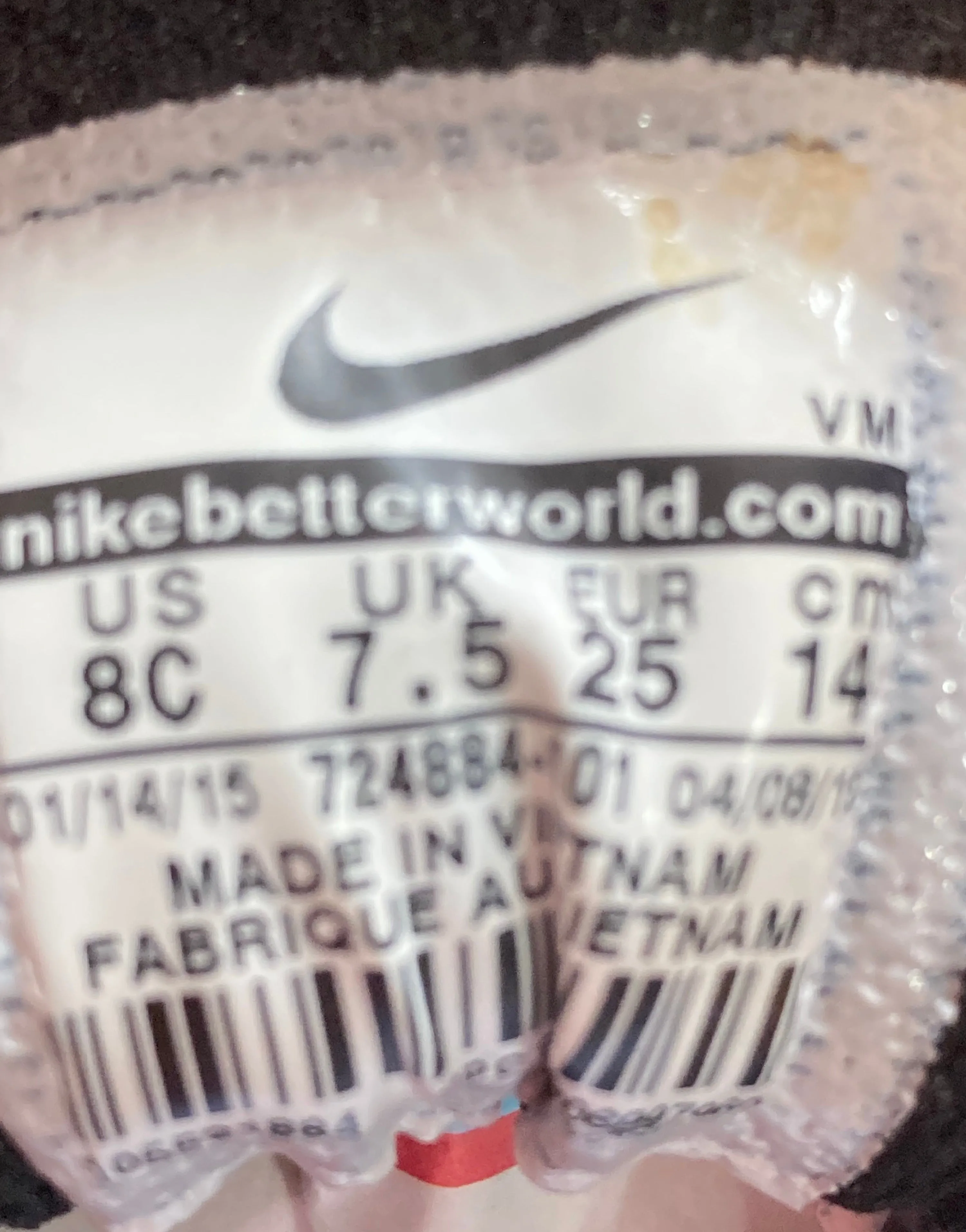 Asics Igs Shoes NIKE AIR MAX Toddler Kids Size 8C Leather Fabric Shoes Sneakers Black White 724884-101