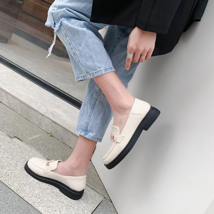 Shoe Flat Women's Solid Color Rhinestone Metal Decor Slip on Flats Shoes