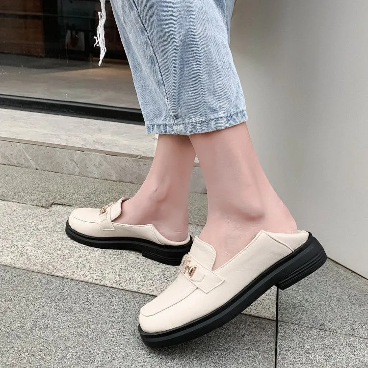 Women's Solid Color Rhinestone Metal Decor Slip on Flats Shoes Steel Toe Shoes For Flat Feet