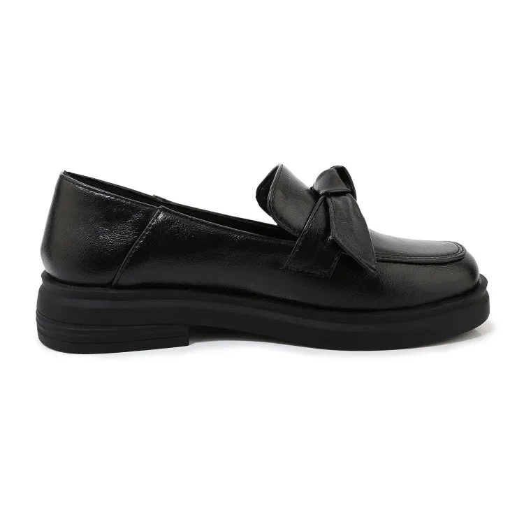 Women's Solid Color Round Toe Knot Slip on Flats Shoes Princess Flat Shoes