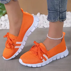 Bata Casual Shoes Price In Bangladesh Women 2024 Knitted Striped Flats Lace Up Casual Sneakers Shoes
