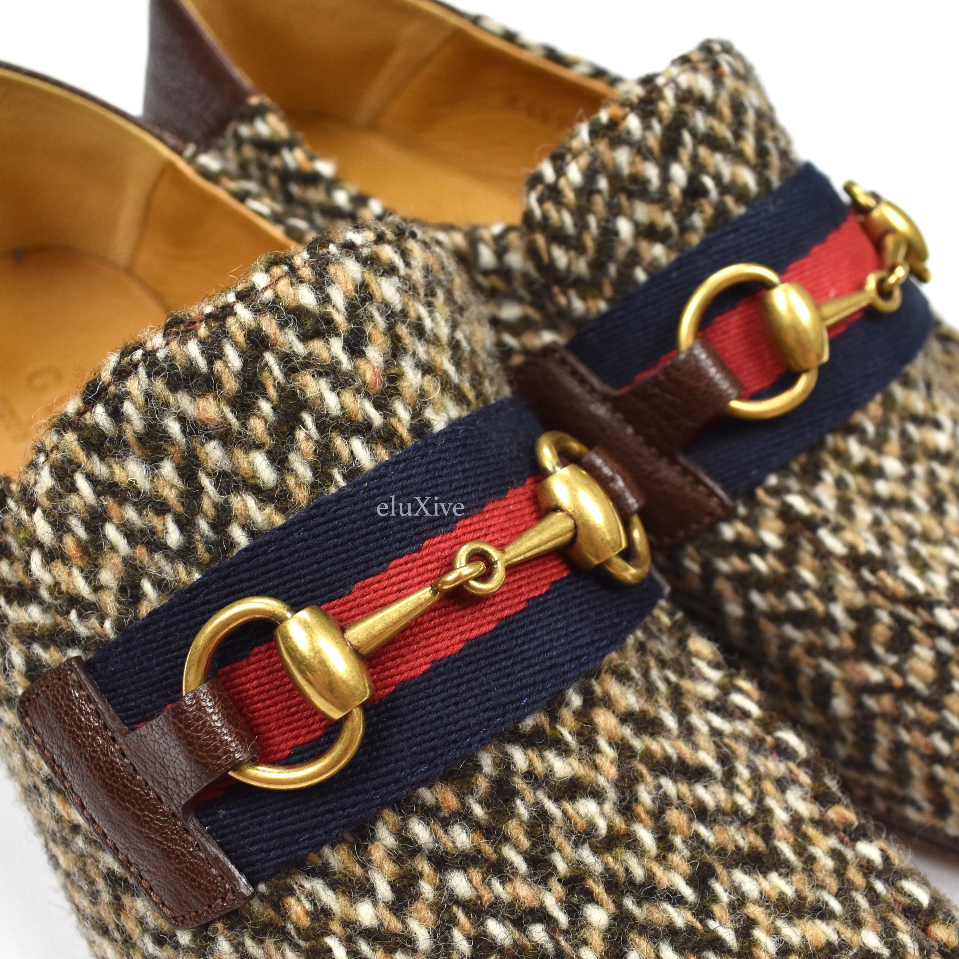 Gucci - Tweed Web Stripe Horsebit Loafers Slippers Meaning