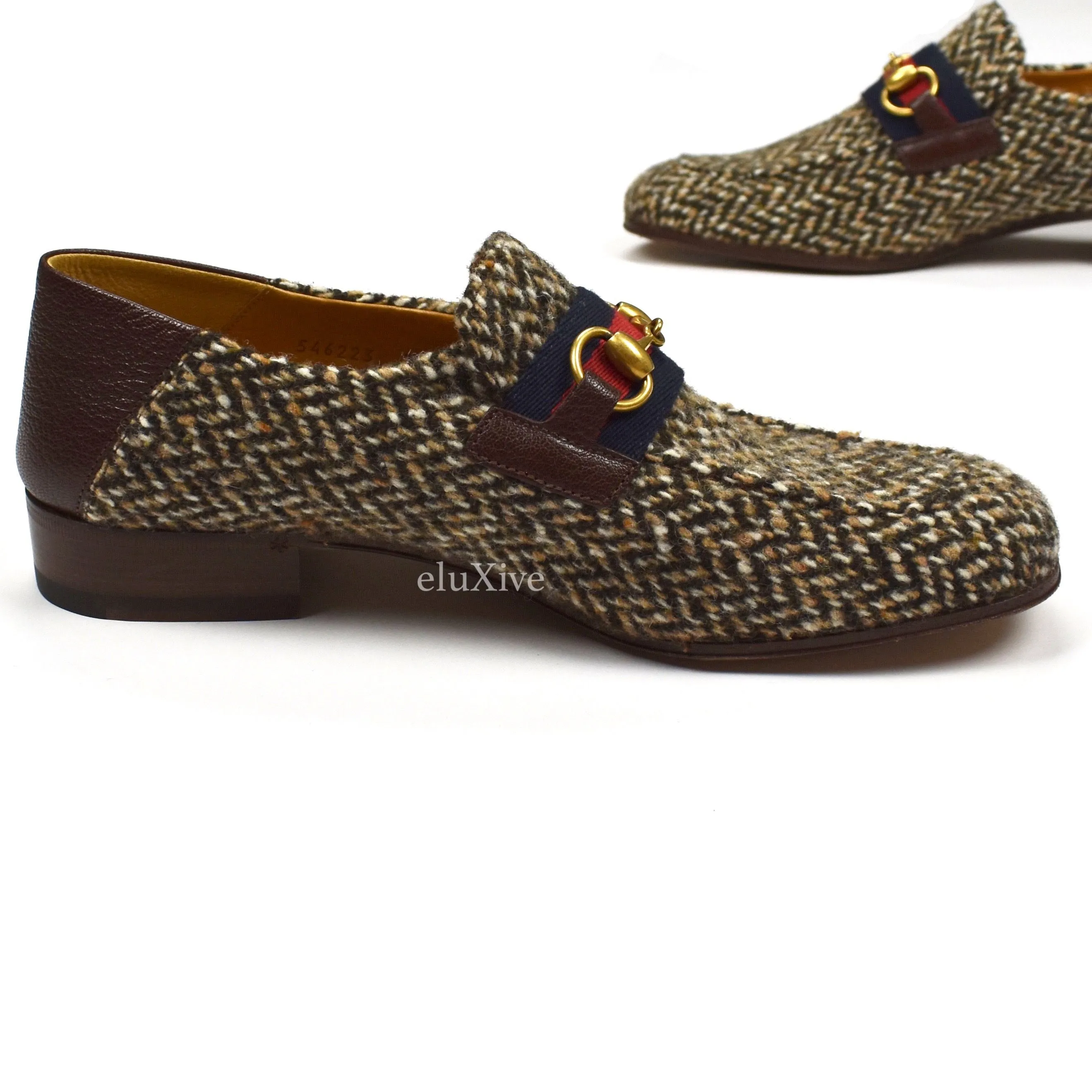 Gucci - Tweed Web Stripe Horsebit Loafers Cheap Slippers
