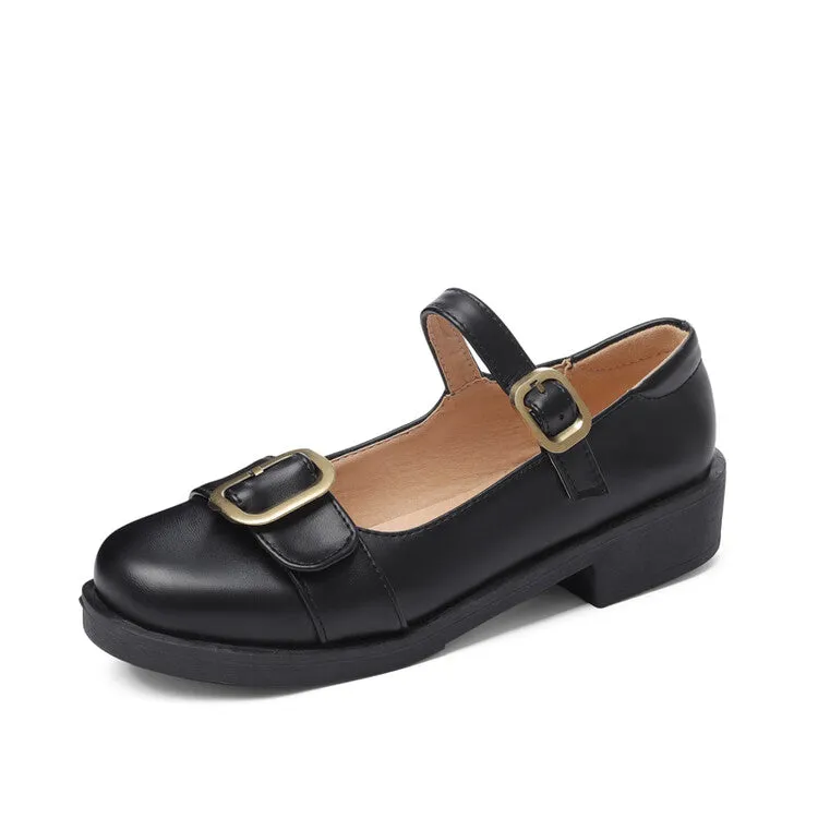 Women's Lolita Pu Leather Round Toe Buckle Straps Mary Janes Shoes Shoes With Good Arch Support For Feet