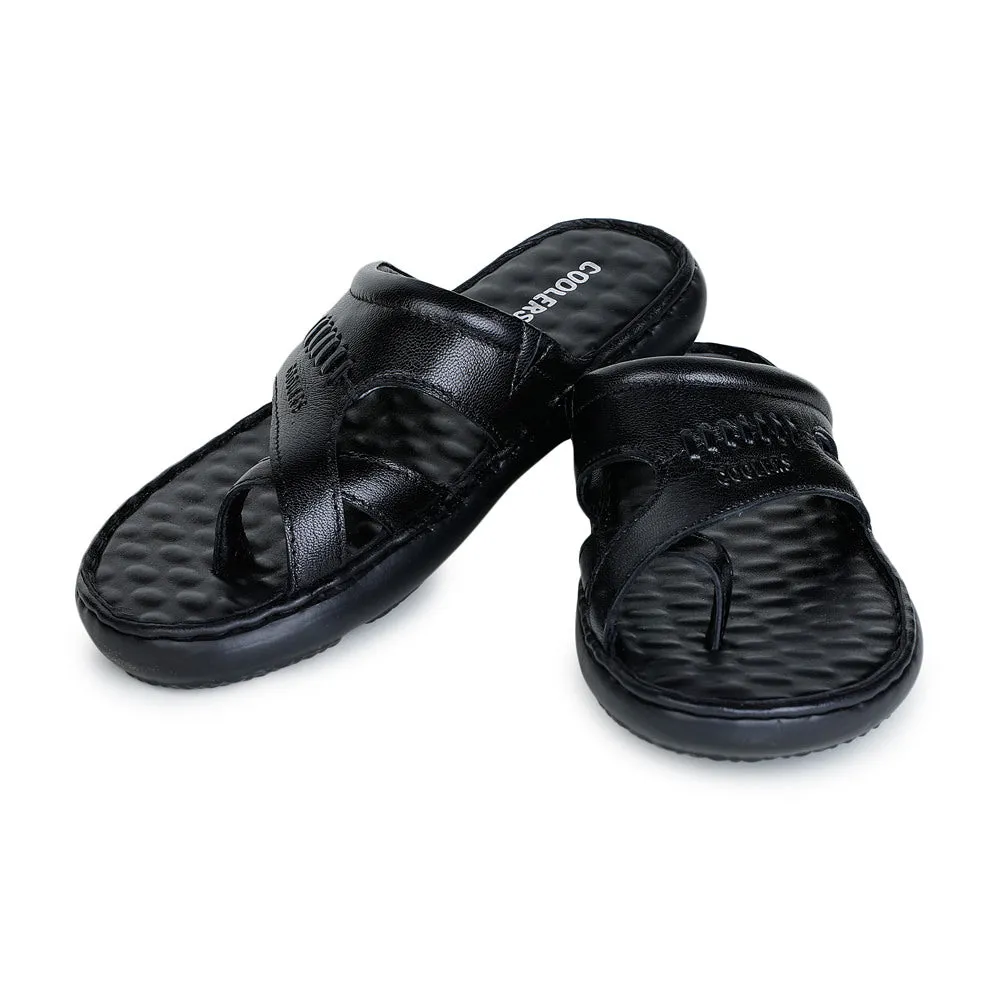 Coolers Casual Black Toe Ring Slippers For Men MONLIGHT-4 By Liberty Sandals Bling