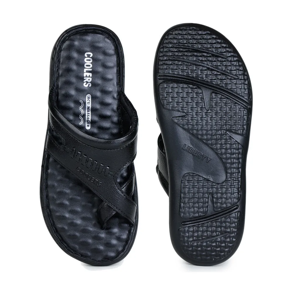 Coolers Casual Black Toe Ring Slippers For Men MONLIGHT-4 By Liberty Sandals Flats