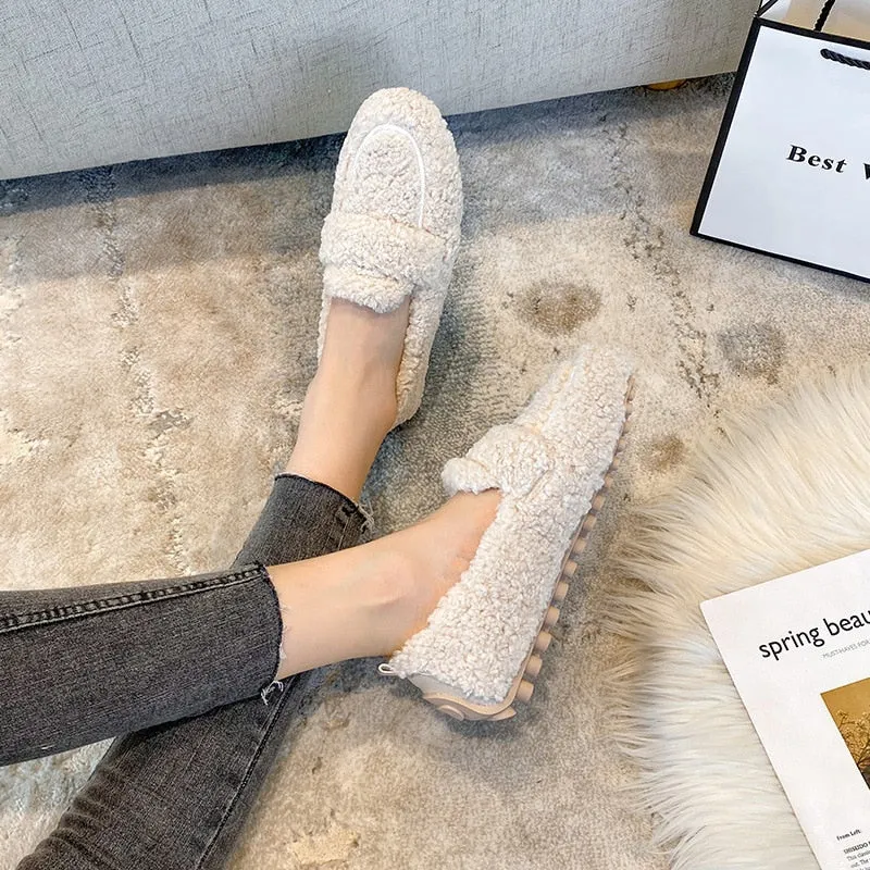 Furry Slip-On Loafers for Women  Comfortable & Stylish for All Seasons