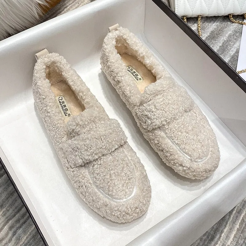 Furry Slip-On Loafers for Women  Comfortable & Stylish for All Seasons