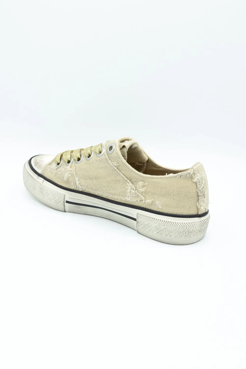 Blowfish Malibu Kenzie Sneakers for Women in Tan Destroyed Denim | J2096F1 Crime London Sneakers