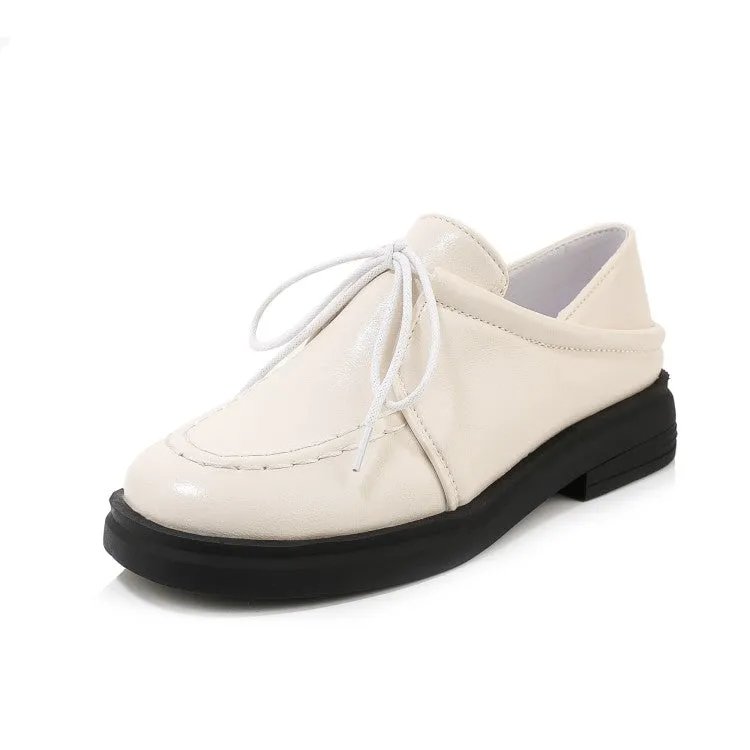 Women's Solid Color Lace Up Stitching Slip on Flats Platform Shoes Best Flats Wading Shoes