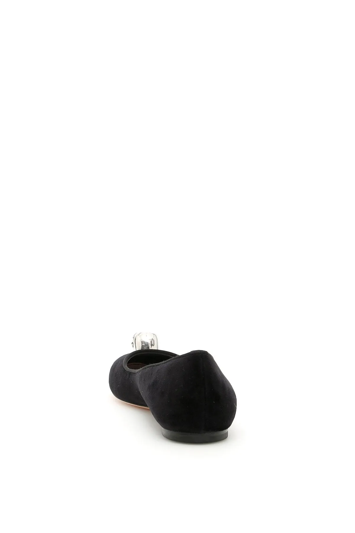 Alexander McQueen Velvet Skull Detail Ballet Flats Flat Shoes Cow Leather