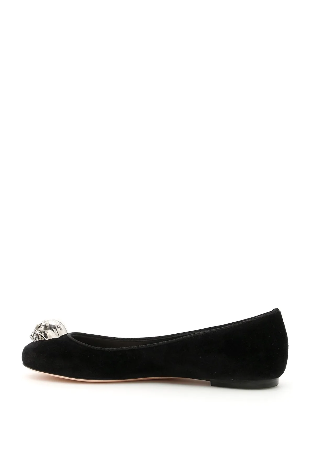 Flat Professional Shoes Alexander McQueen Velvet Skull Detail Ballet Flats