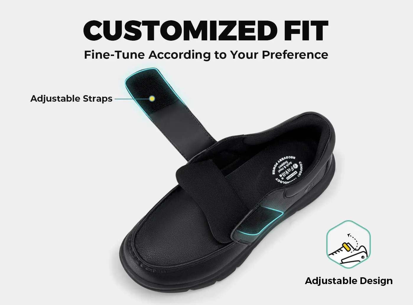 Closed Flat Shoes FitVille Men's BriskWalk Elite Dress Shoes V2