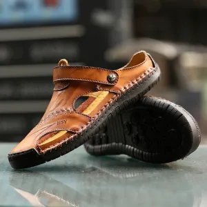 Honeydew Slippers Fashion Mens Sandals Genuine Leather Summer Beach Slippers Male Non-Slip Soft Comfortable Outdoor Sh