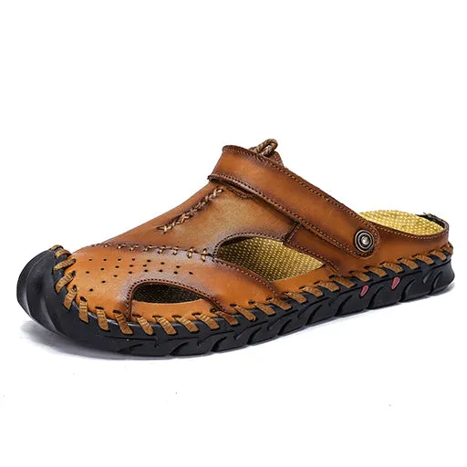Fashion Mens Sandals Genuine Leather Summer Beach Slippers Male Non-Slip Soft Comfortable Outdoor Sh Tasman Sand Slippers