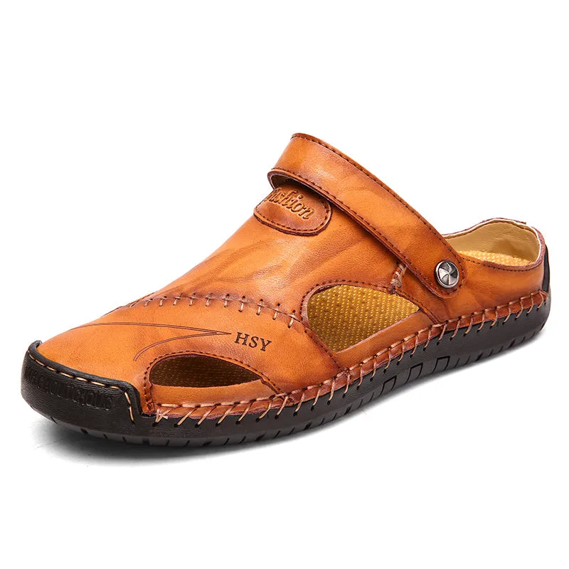 Sushi Slippers Fashion Mens Sandals Genuine Leather Summer Beach Slippers Male Non-Slip Soft Comfortable Outdoor Sh