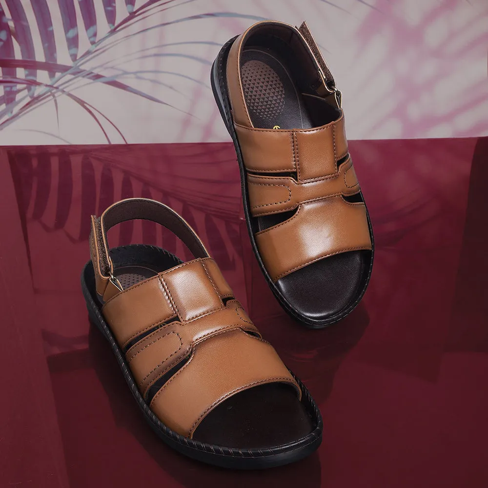 Italian Leather Sandals Healers Tan Casual Sandal For Men STARC-1E By Liberty