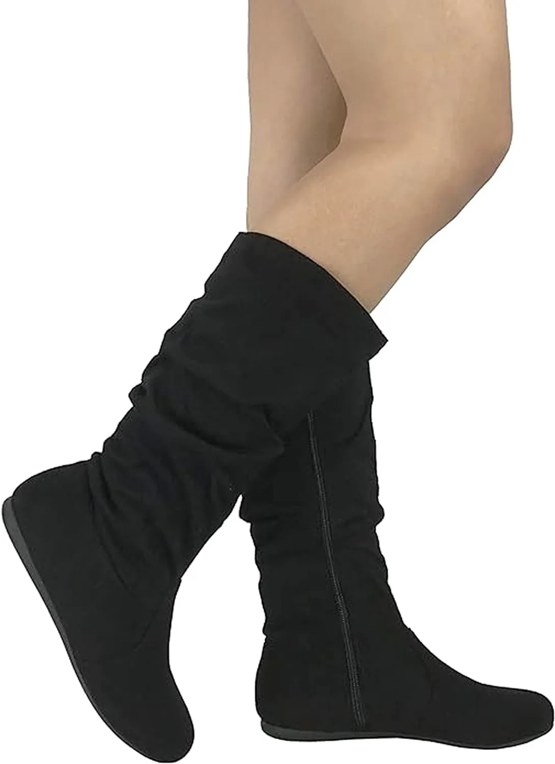 Flat Platform Shoes SELENA-23 Black Suede Forever