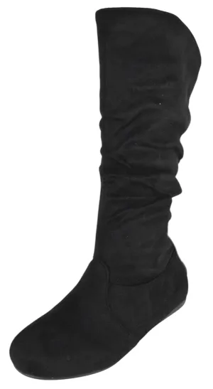 SELENA-23 Black Suede Forever Taxi Flat Shoes