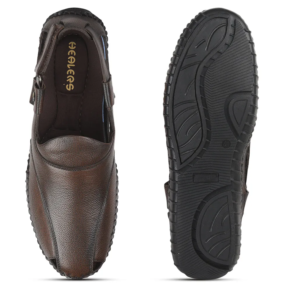 Healers Formal Brown Sandals For Men JPL-204 By Liberty Double G Sandals