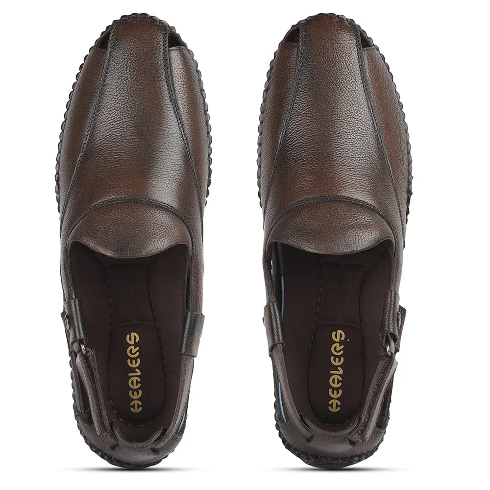 Healers Formal Brown Sandals For Men JPL-204 By Liberty Cookout Sandals