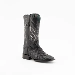Boots For Troops FERRINI BRONCO BLACK PIRARUCU PRINT SQUARE TOE BOOT
