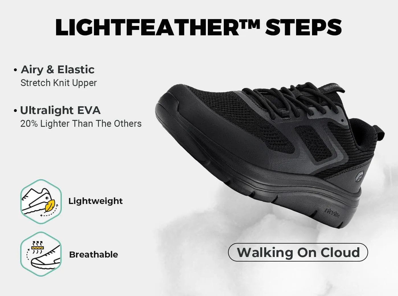 FitVille Men's Cloud Wanderer V19 Best Running Shoes For Runners With Flat Feet