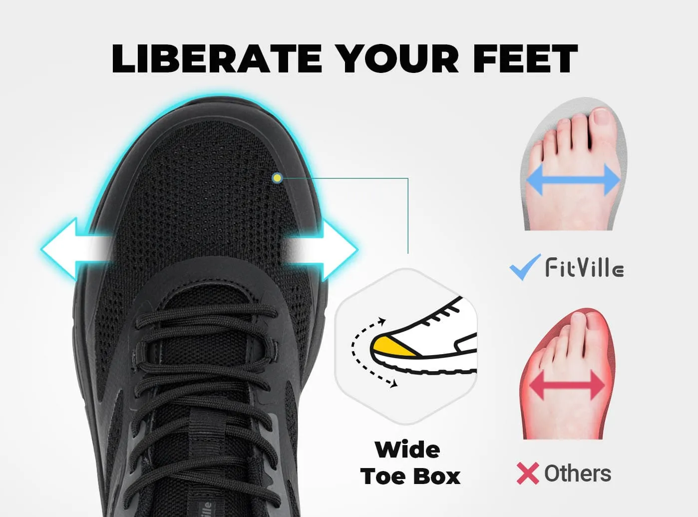 FitVille Men's Cloud Wanderer V19 Best Running Shoes Flat Feet Overpronation