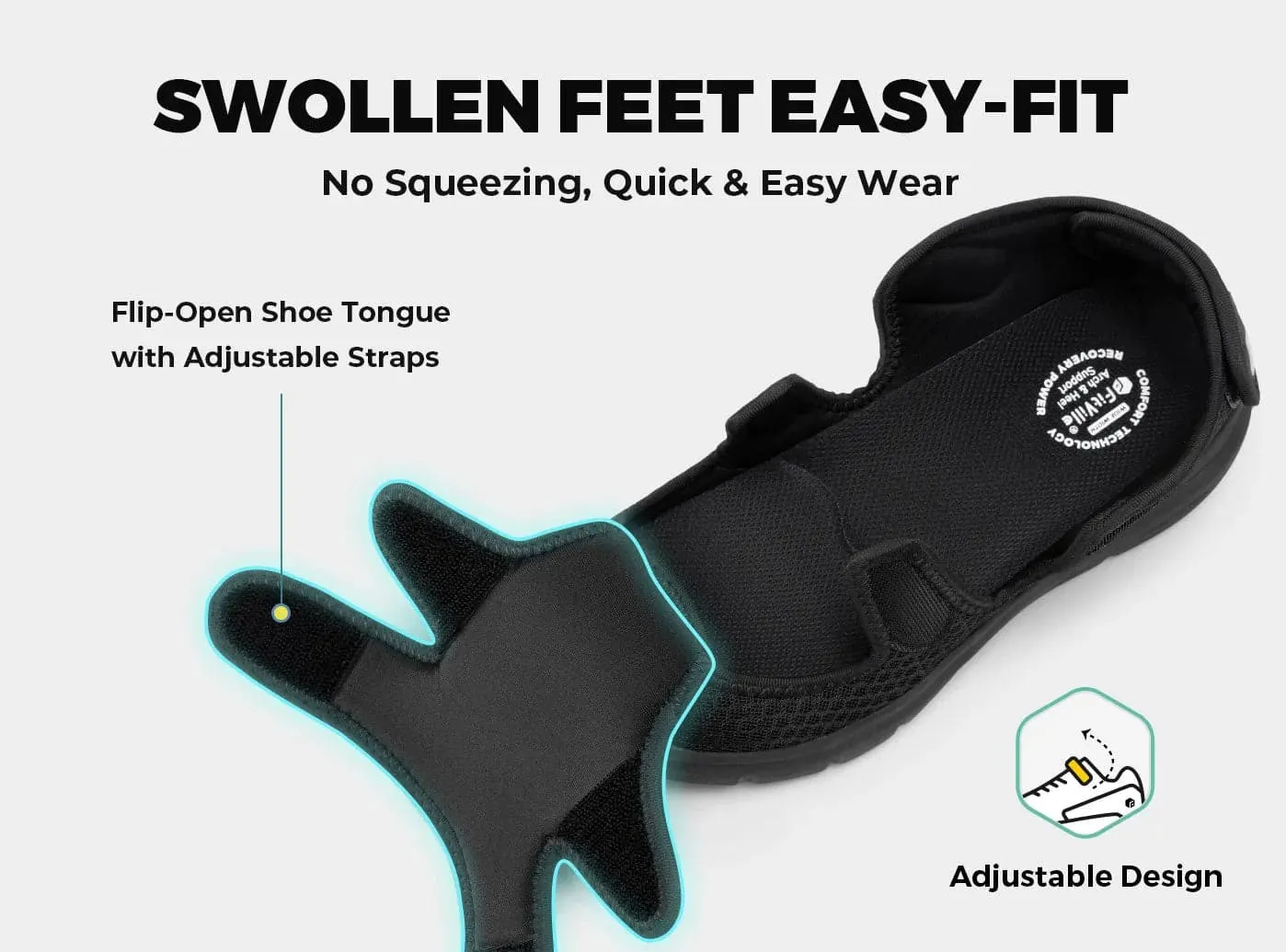 Size Sandals FitVille Men's EasyTop Recovery Sandal V5