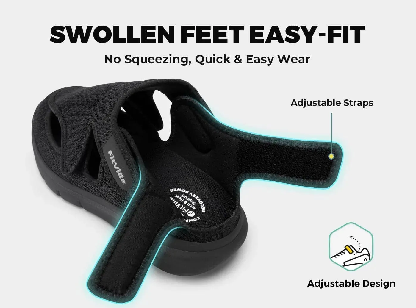 Quilted Sandals FitVille Men's EasyTop Recovery Sandal V5