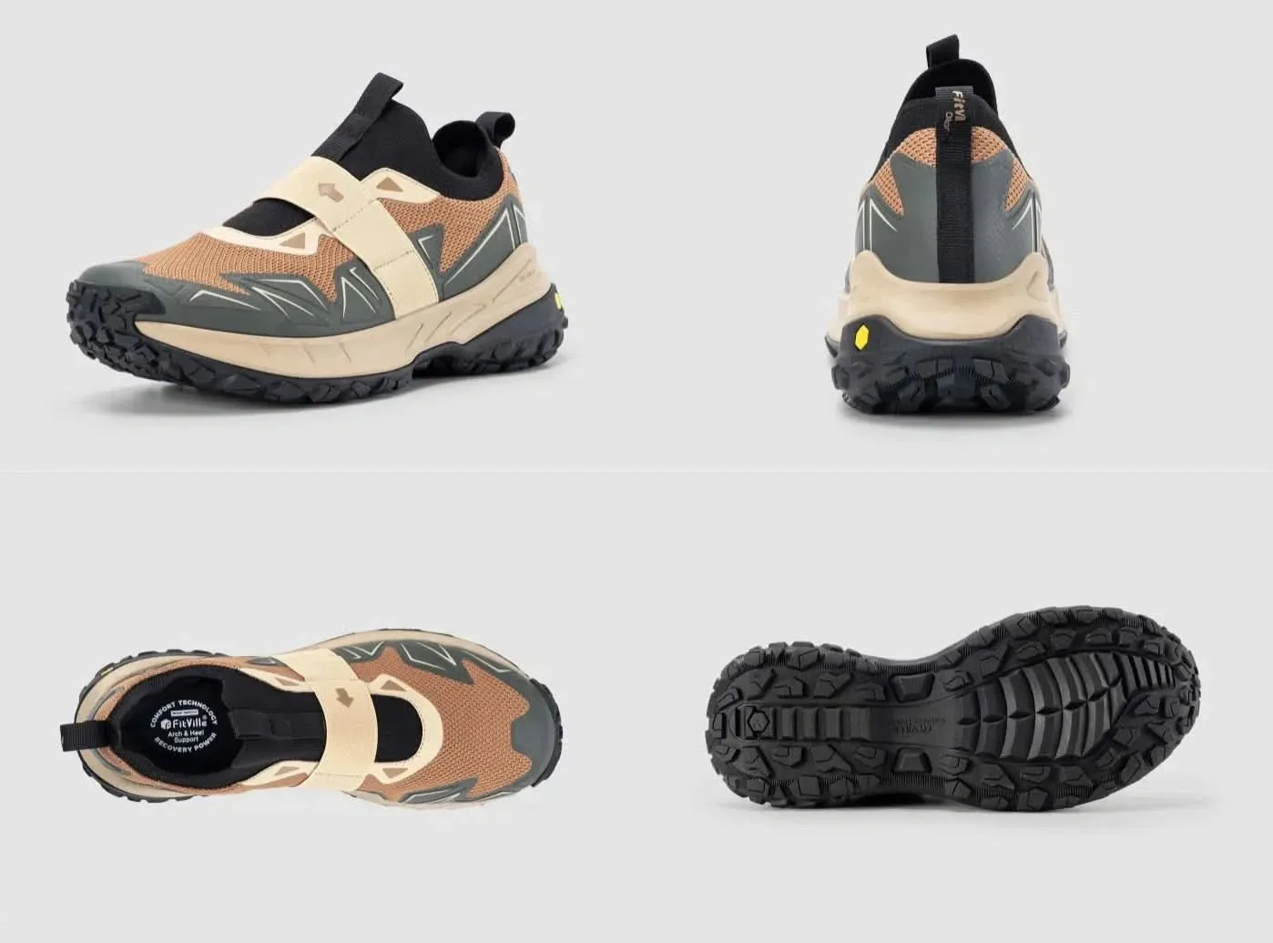 FitVille Men's Low-Top LugMax Hiking Shoes V4 Flat Shoes Trampling