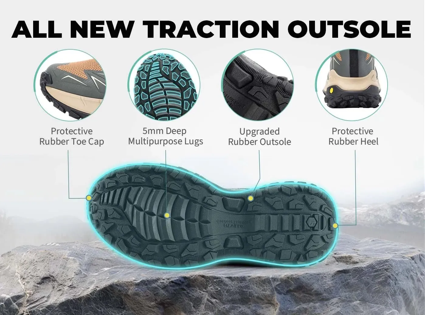 FitVille Men's Low-Top LugMax Hiking Shoes V4 Flat Slipper Shoes