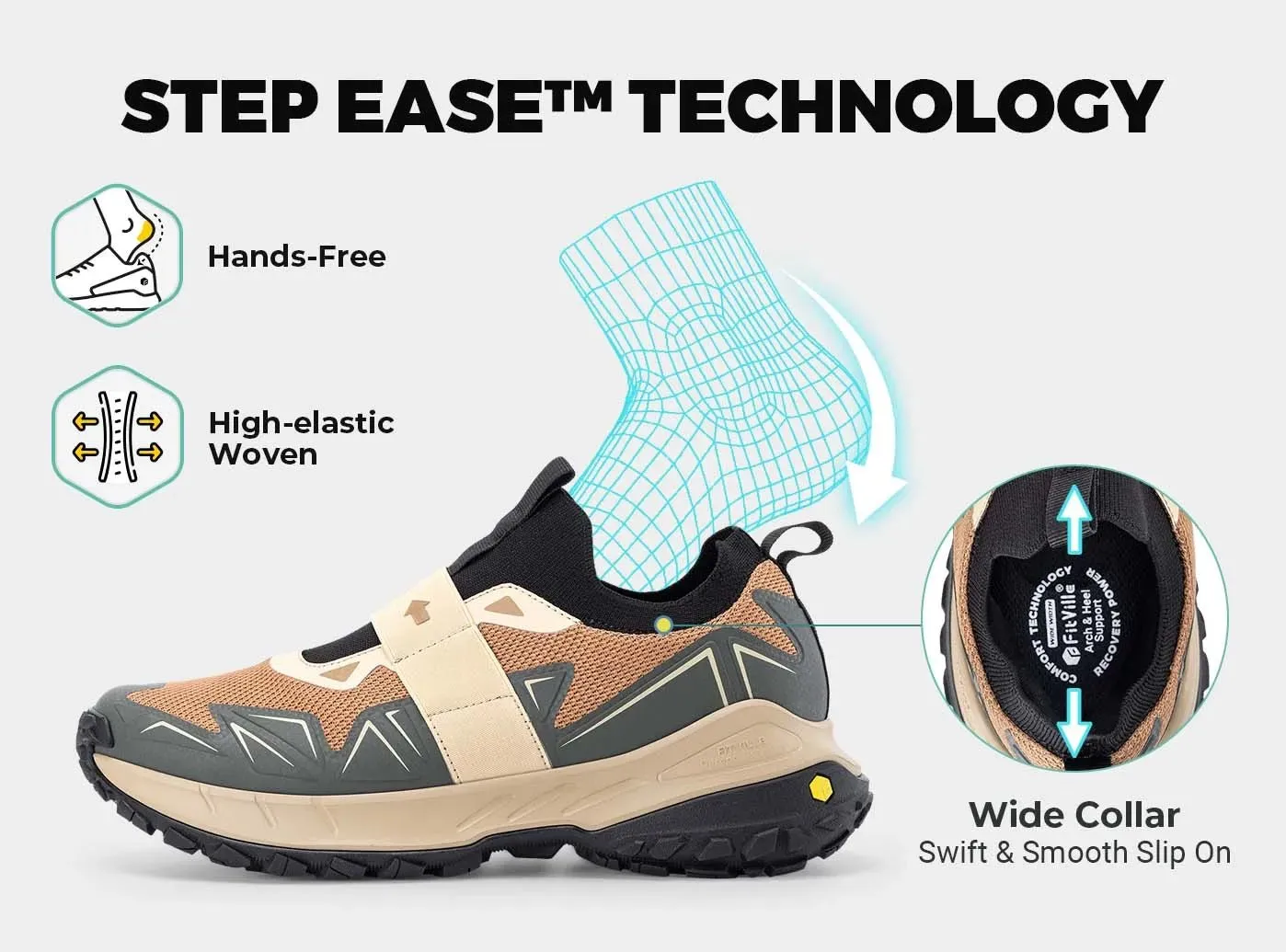 FitVille Men's Low-Top LugMax Hiking Shoes V4 Stylish Flats Shoes