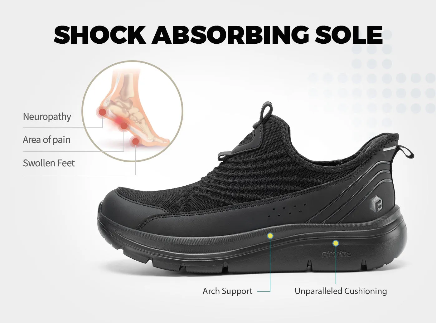 Flat Cloth Shoes FitVille Men's Step Ease Slip-On Walking Shoes V1