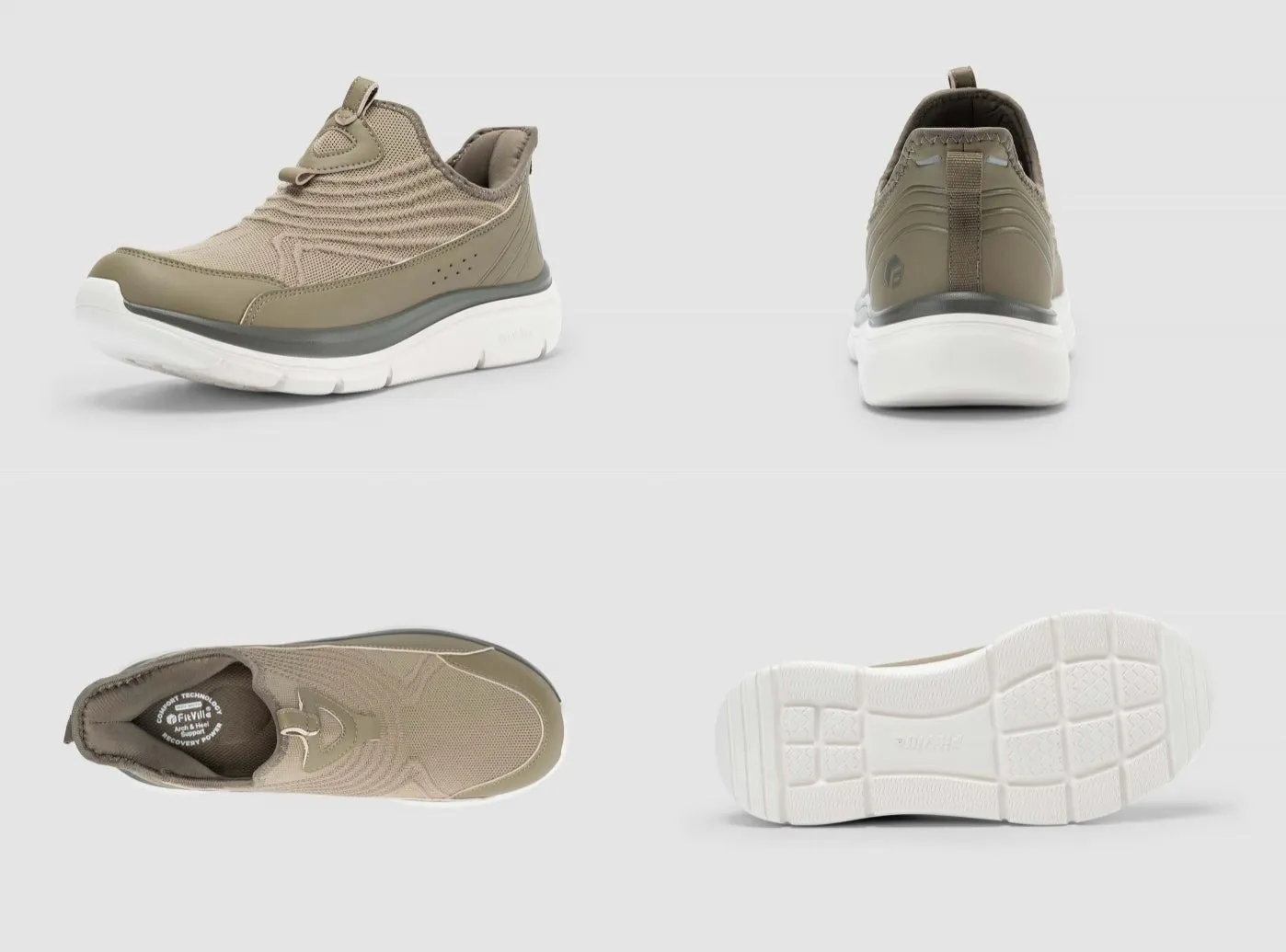 FitVille Men's Step Ease Slip-On Walking Shoes V1 Foot Pain When Walking In Flat Shoes