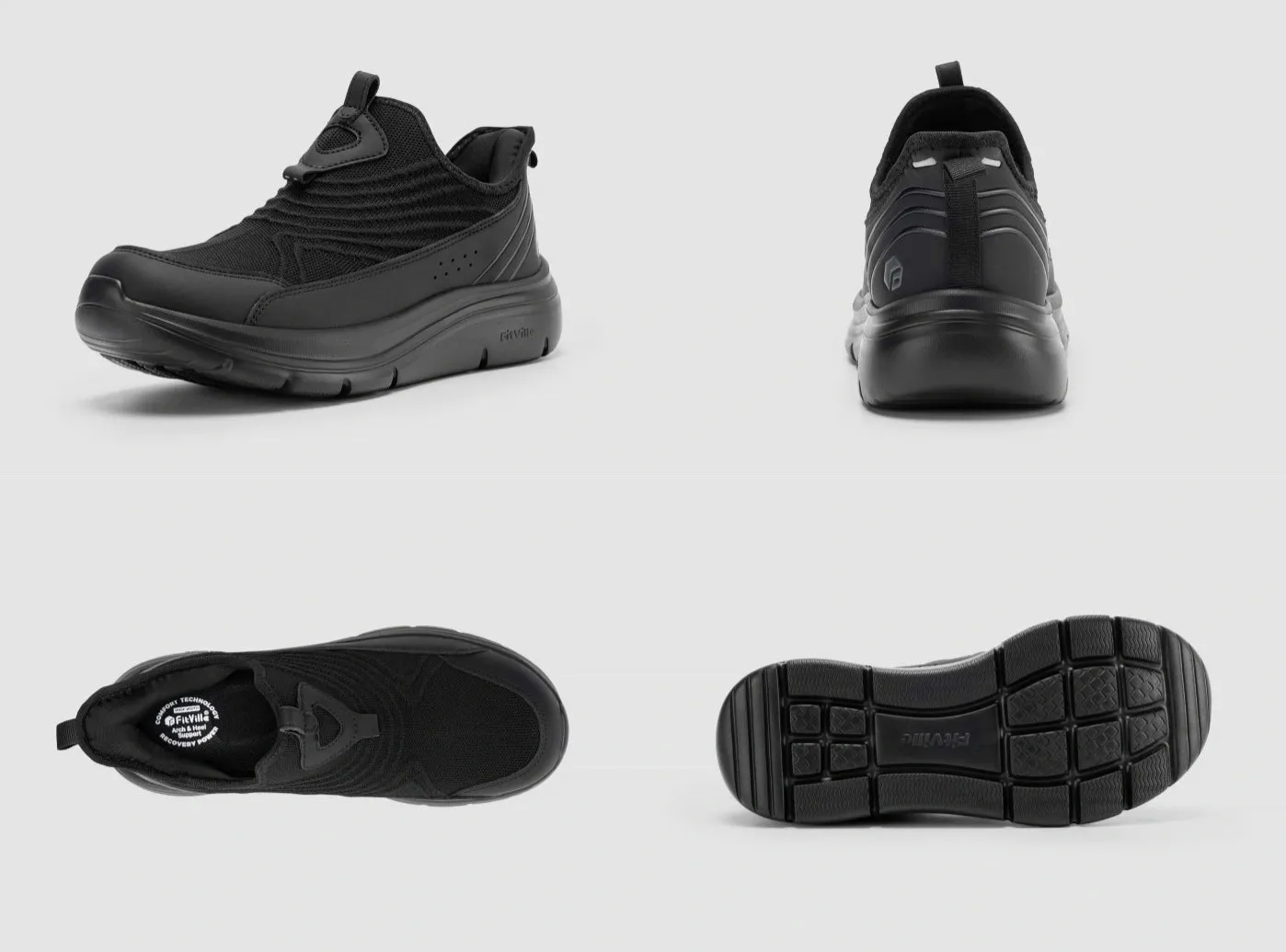 Doll Shoes For Flat Feet FitVille Men's Step Ease Slip-On Walking Shoes V1