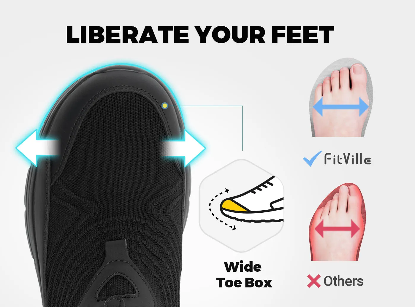 FitVille Men's Step Ease Slip-On Walking Shoes V1 Comfortable Work Shoes For Flat Feet