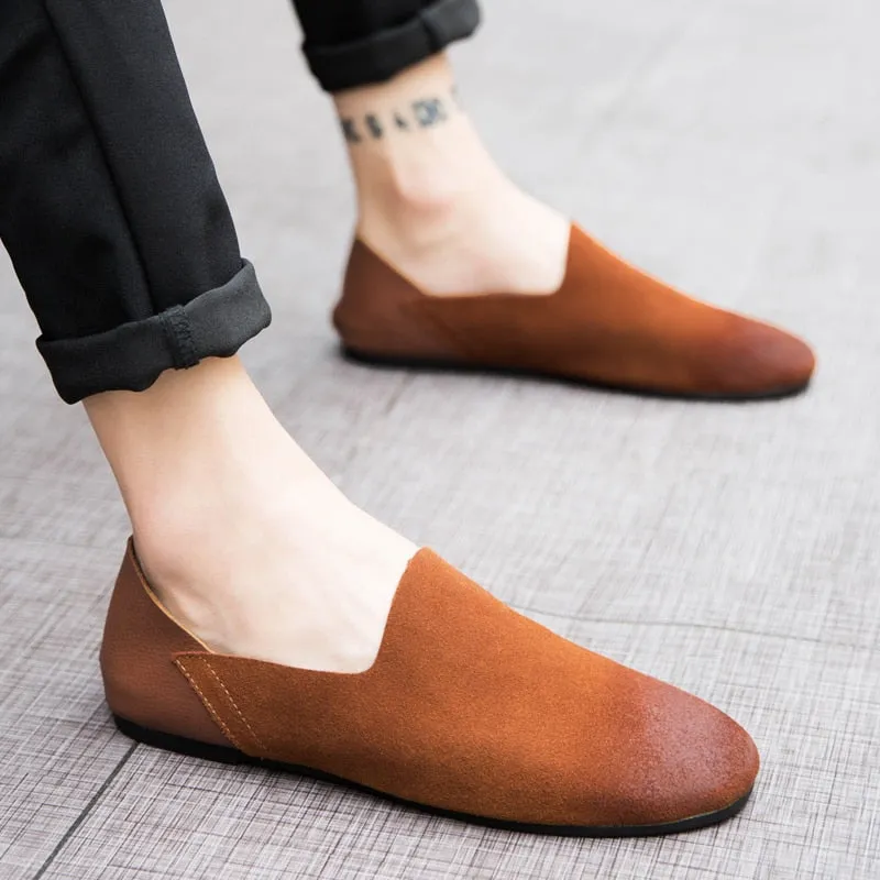 Shoe Laces Flat Flat Designer Minimalist Shoes for Men Boat Shoes Slip-on Leather Casual Comfortable Driving Footwear Suede Retro Men's Loafers