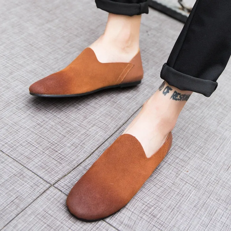 Flat Designer Minimalist Shoes for Men Boat Shoes Slip-on Leather Casual Comfortable Driving Footwear Suede Retro Men's Loafers Flat Shoes Macy