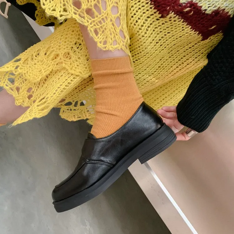 Women's Solid Color Metal Buckle Slip on Flats Shoes Flat Shoes Make My Feet Hurt