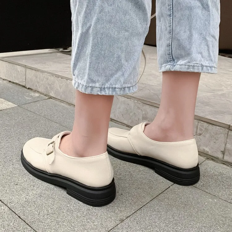 Women's Solid Color Metal Buckle Slip on Flats Shoes Gold Flat Shoes Outfit