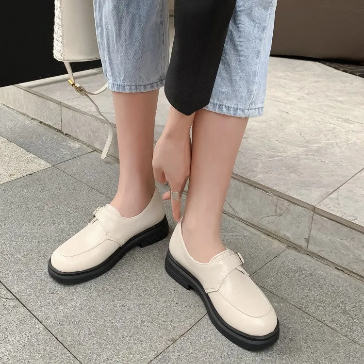 Running Shoes Flat Feet Uk Women's Solid Color Metal Buckle Slip on Flats Shoes