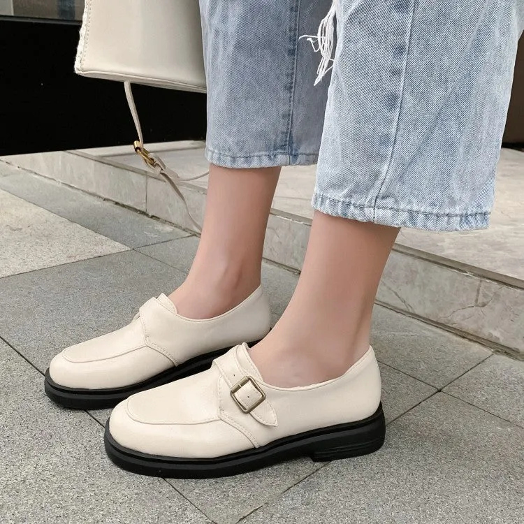 Best Walking Shoes For Flat Footed People Women's Solid Color Metal Buckle Slip on Flats Shoes