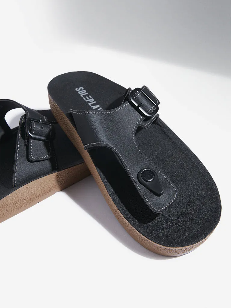SOLEPLAY Black Thong-Strap Sandals Pali Hawaii Sandals