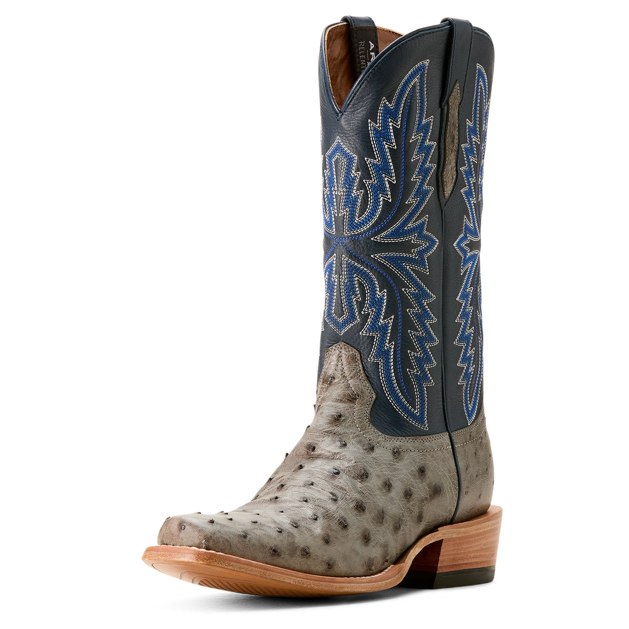 Boots Were Made For Walking ARIAT GREY FULL QUILL OSTRICH FUTURITY RELENTLESS BUCKLES COWBOY BOOT