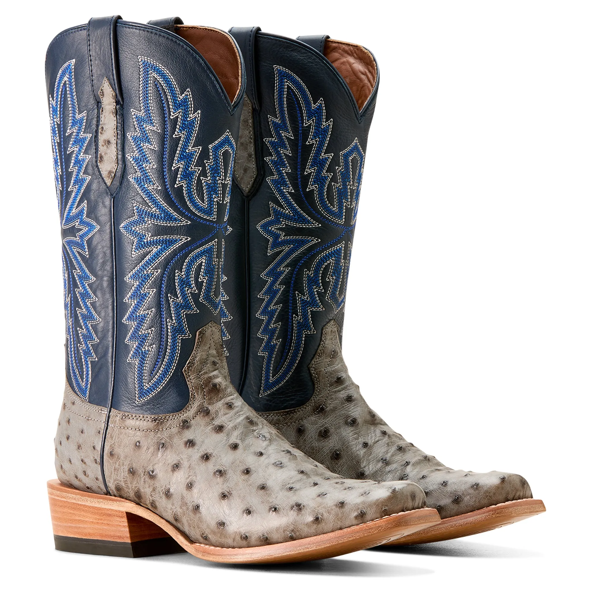 Best Boots For Electricians ARIAT GREY FULL QUILL OSTRICH FUTURITY RELENTLESS BUCKLES COWBOY BOOT