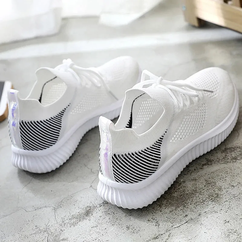 White Breathable Mesh Sports Sneakers for Women Alonzo Sneakers
