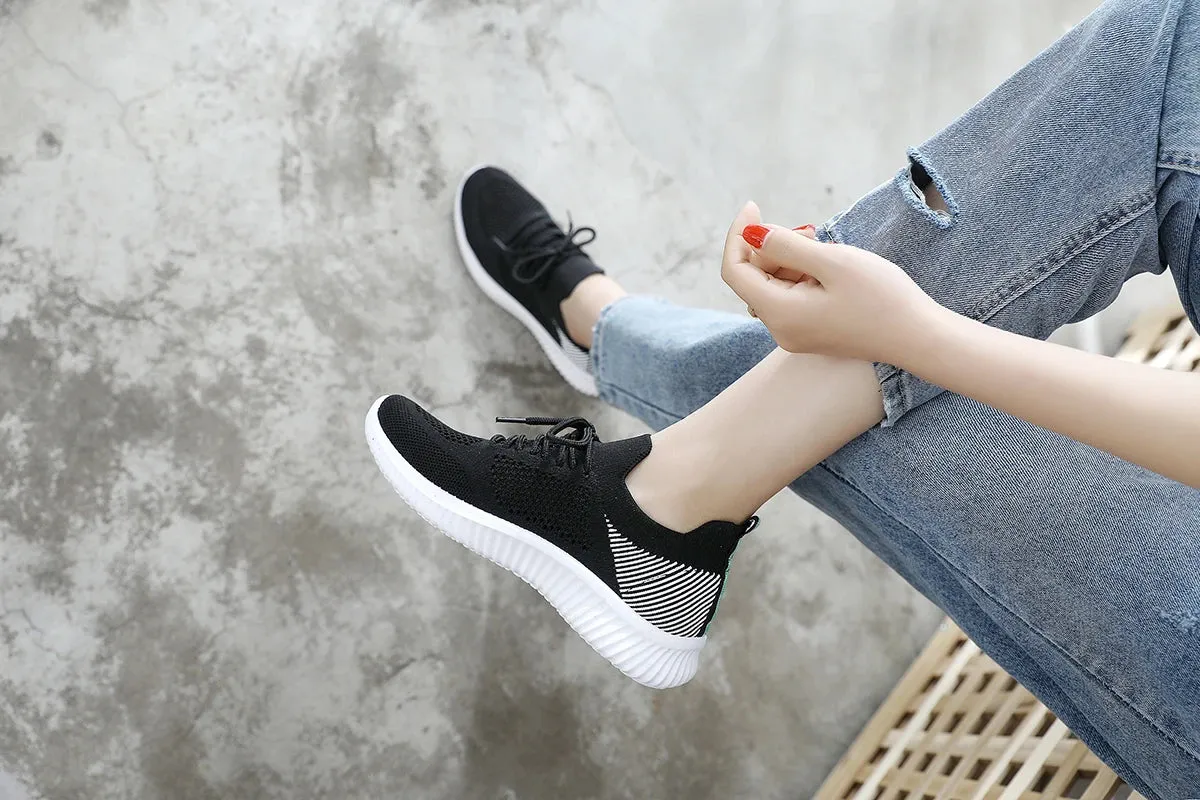White Breathable Mesh Sports Sneakers for Women Eco Conscious Sneakers