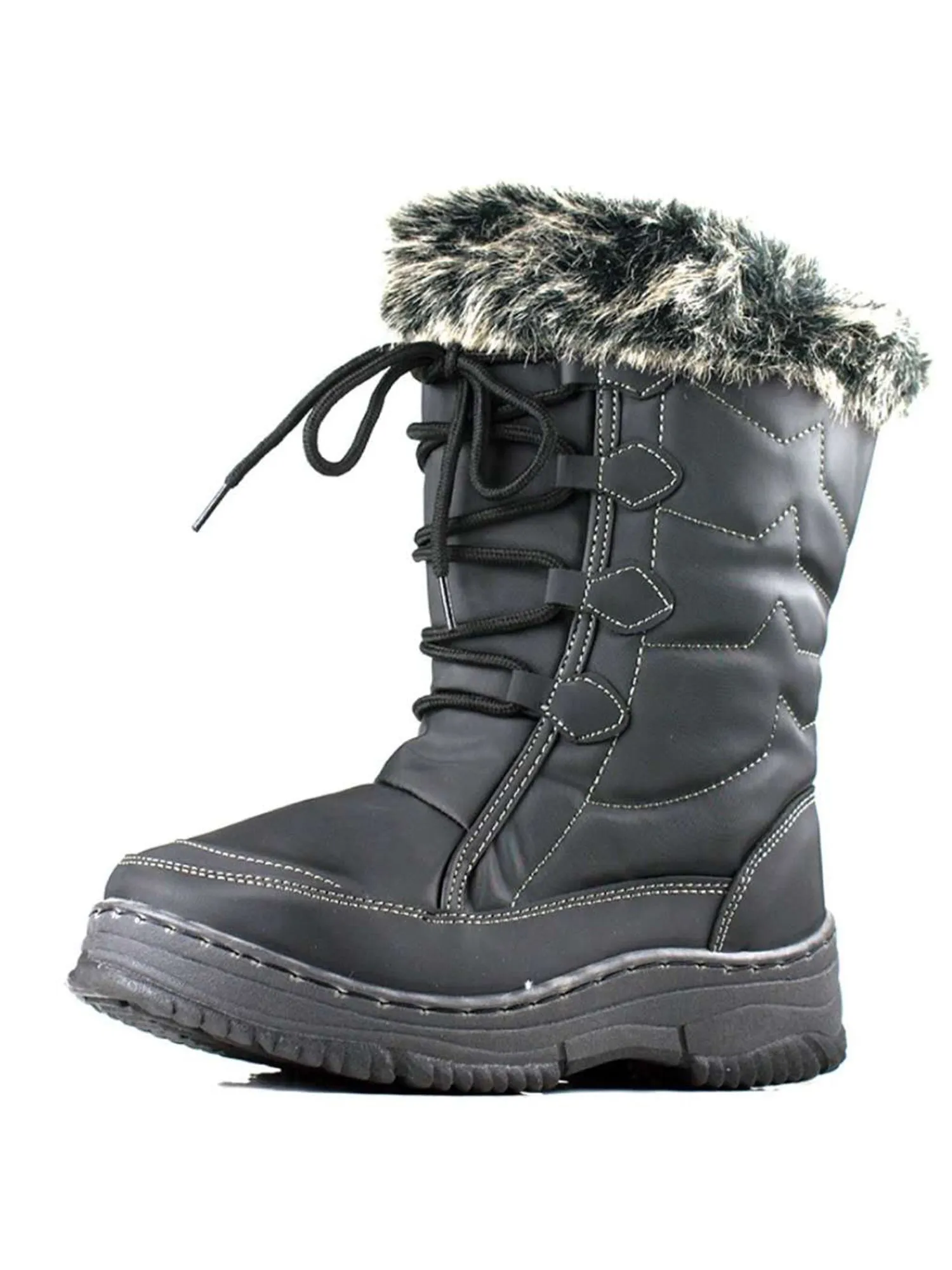 Warm Waterproof Shoes Fashion Waterproof Women Winter Boots Nonslip Warm Snow Boots Mid Calf Rubber Flat Lace Shoes Winter Shoes Wellies